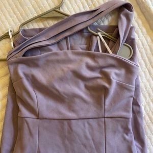 Lulus Lilac One Shoulder Body Con Midi Dress